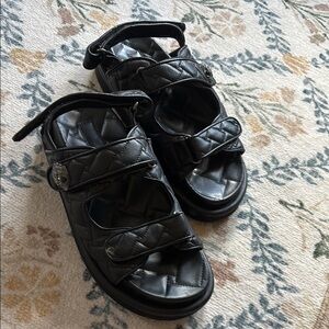 Kurt Geiger Black Quilted Platform Sandals